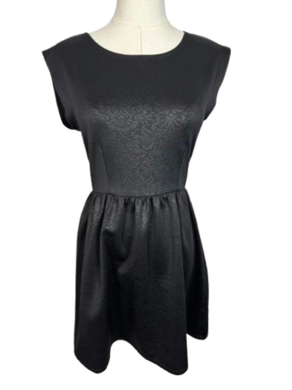 Eyeshadow Black Jacquard Fit & Flare Mini Dress Size S